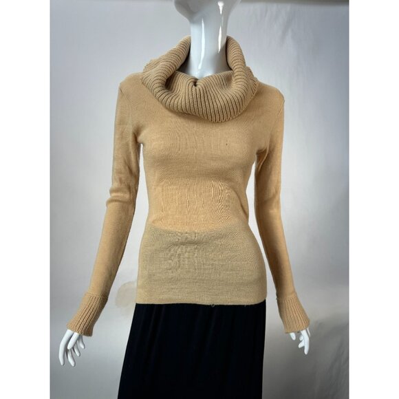 Vintage Camel Knit Cowl Neck Sweater Size Large Small Blemish - Picture 14 of 16